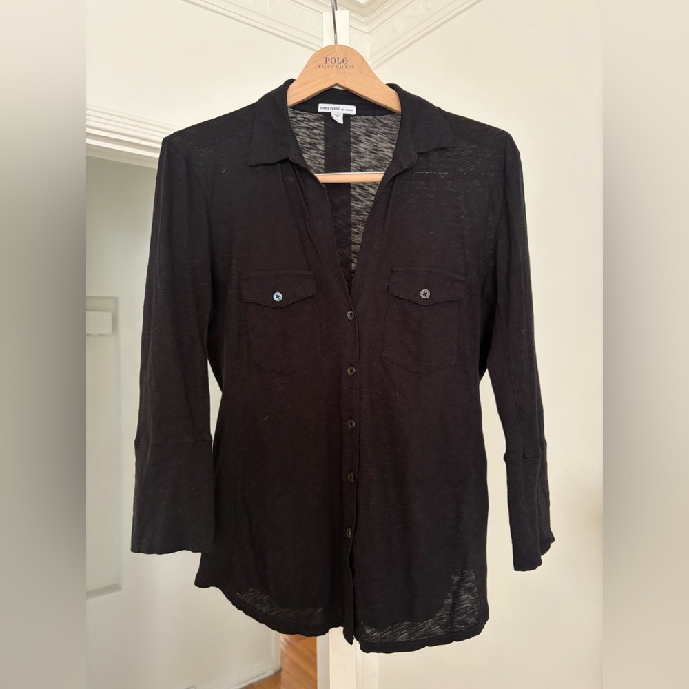 James Perse SHEER SLUB SIDE PANEL SHIRT